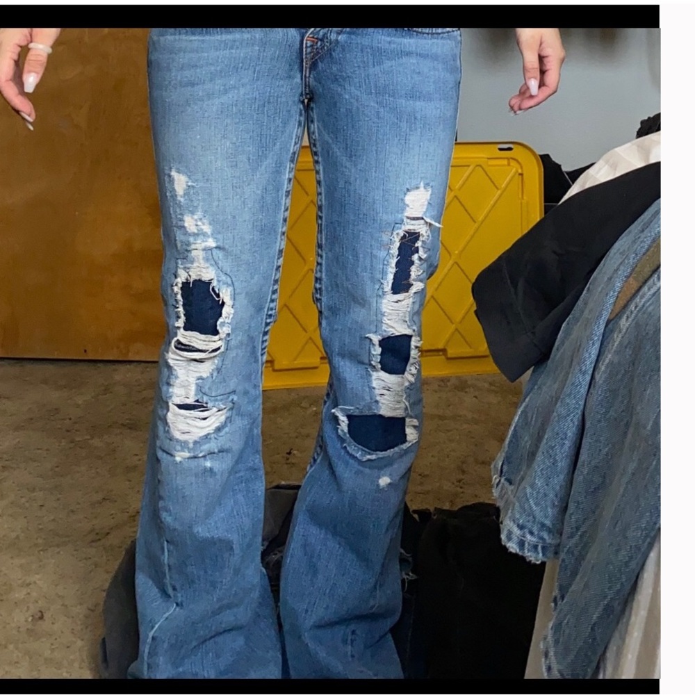 True Religion Flare Distressed Jeans